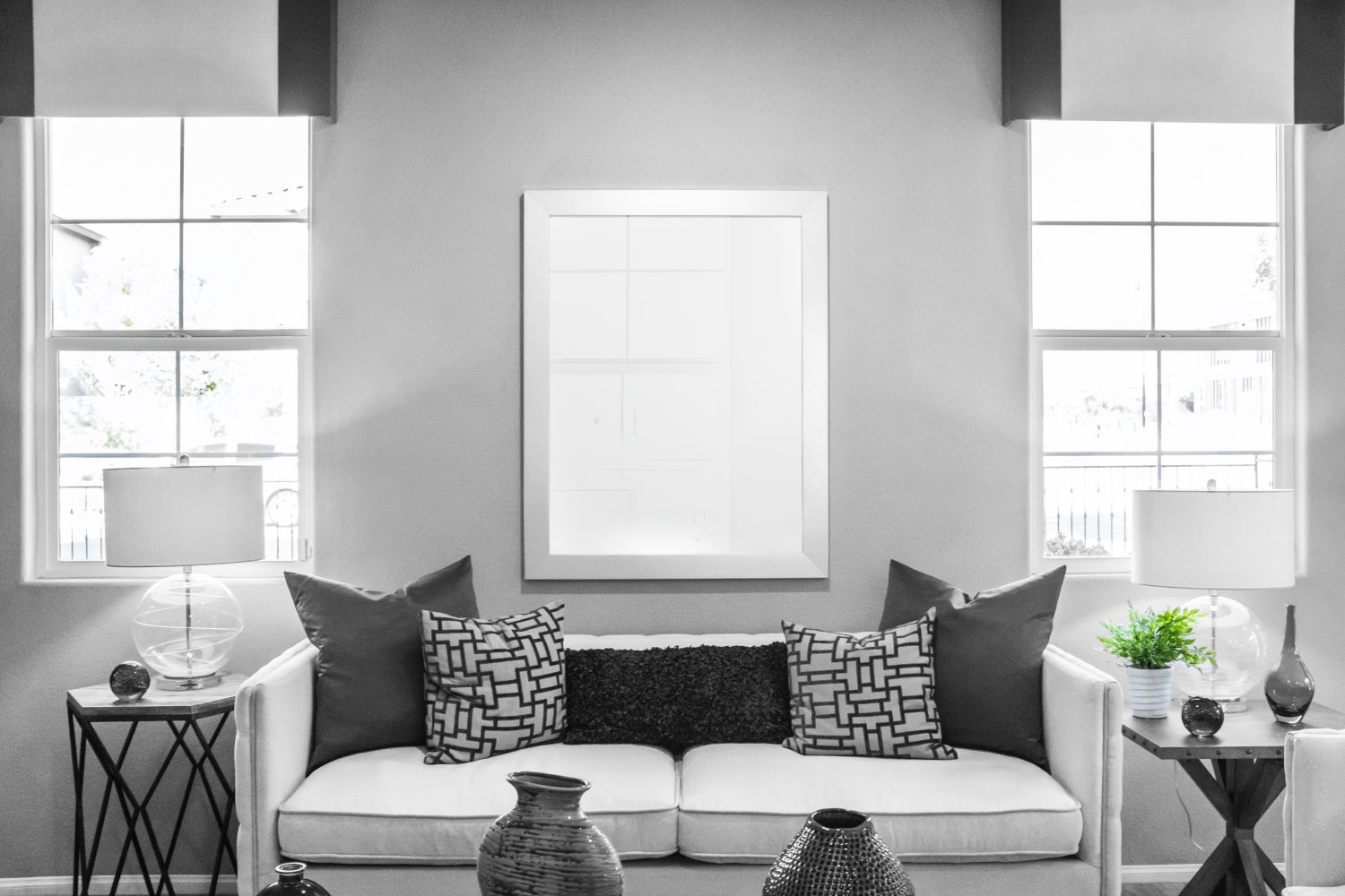 Download Free Mockup White Frame In Living Room