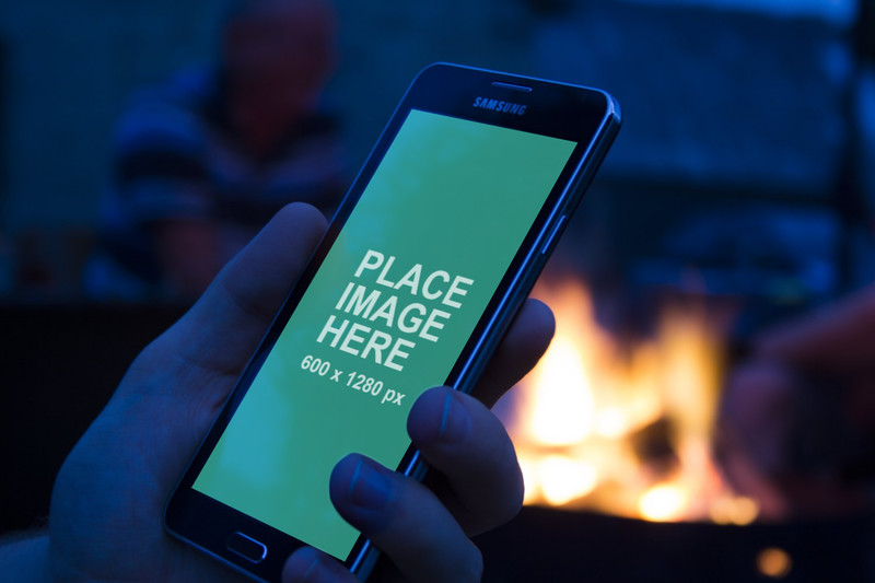 Android Phone at bonfire