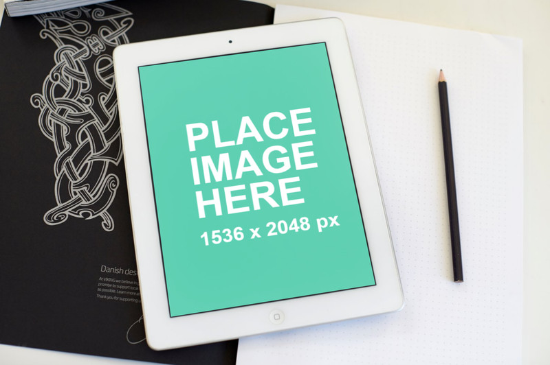 Download Free Mockup White Ipad On Desk