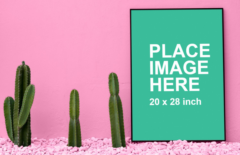 Black frame on pink wall