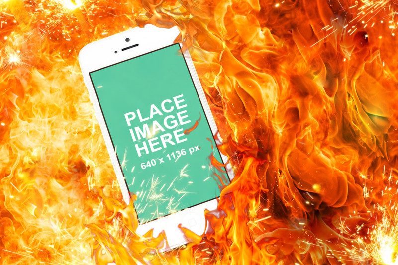 White iPhone 5 in fire inferno